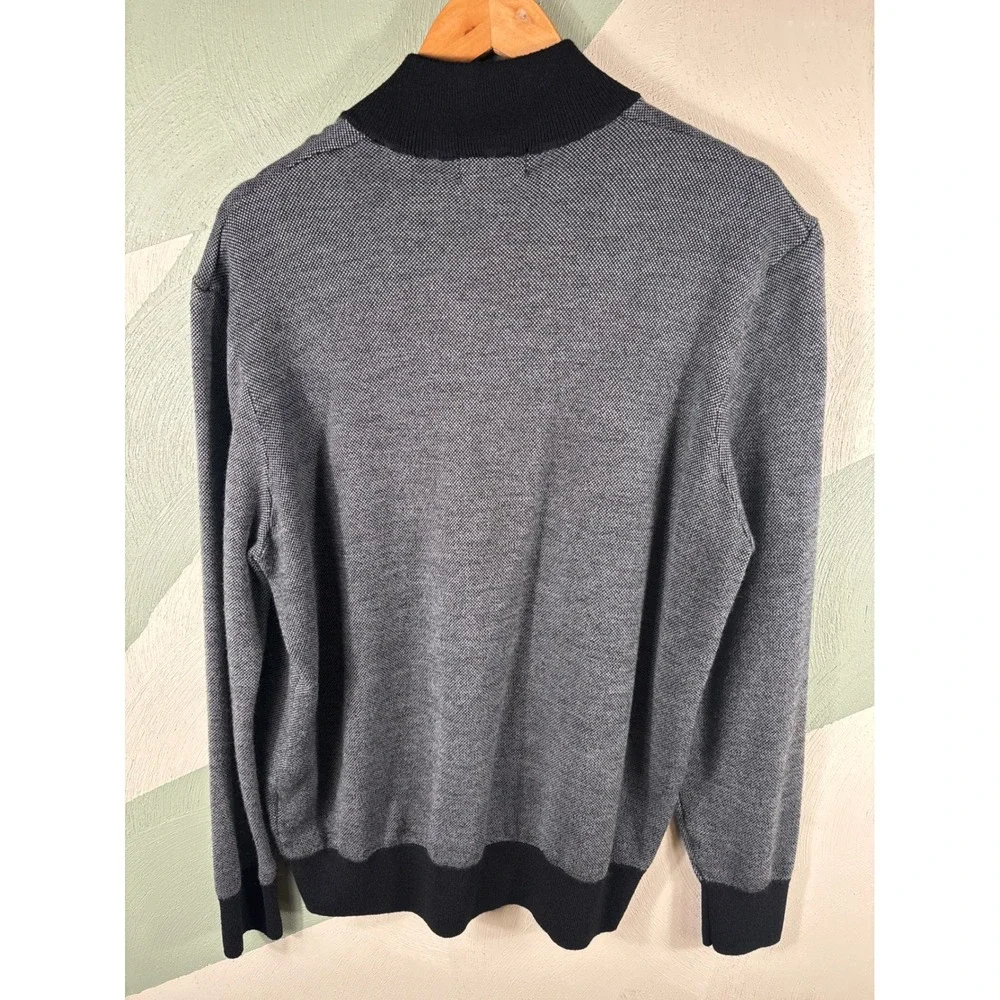 Brooks Brothers Men's Size XL Quarter Zip Grey Merino Wool Smithfield Sweater